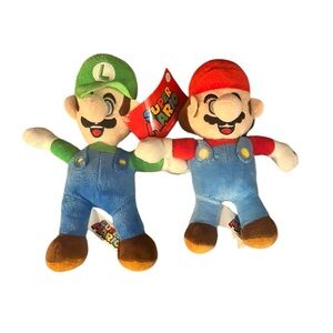 Nintendo Super Mario Plush Toy Set Lot - Mario & Luigi